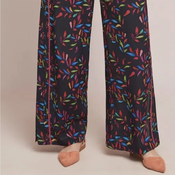 Anthropologie Blnk Delos Wide Leg Pant Black Colorful Pockets Sz XS - Picture 5 of 10